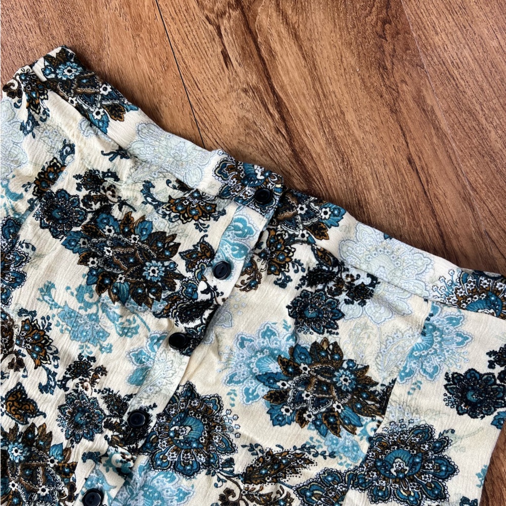 Three Birds Nest Floral Pattern Button Up Skirt W… - image 3